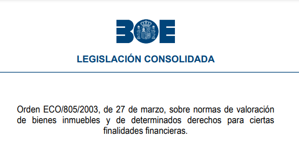Orden ECO/805/2003, de 27 de marzo